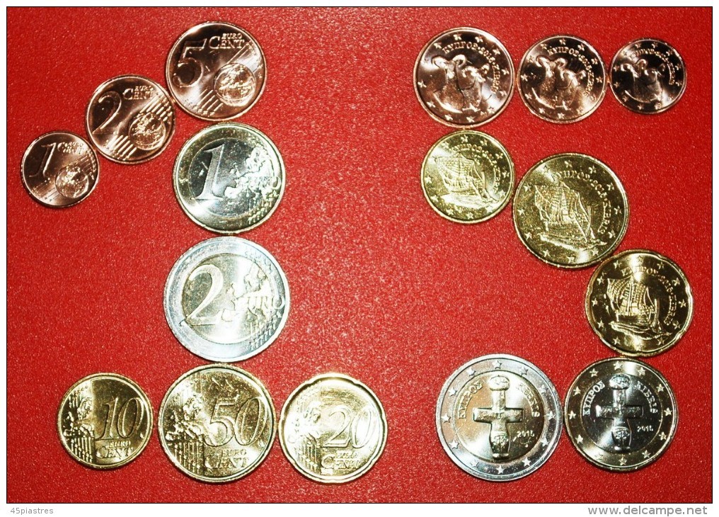 *• GREECE: CYPRUS ★ EURO SET 8 COINS 2015 SHIPS AND ANIMALS UNC! UNCOMMON! LOW START! ★ NO RESERVE! - Cipro