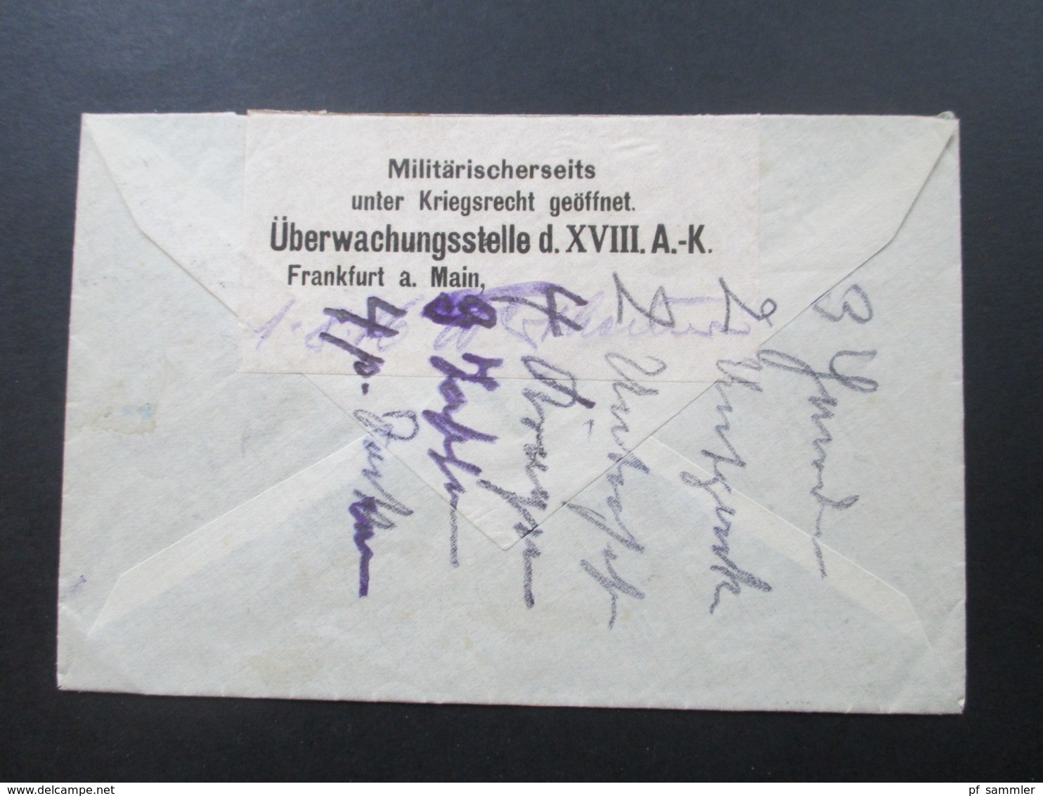 Schweiz 1916 Zensurbeleg Klebeverschluss Militärischerseits Unter Kriegsrecht Geöffnet Überwachungsstelle D. XVIII. A-K - Briefe U. Dokumente