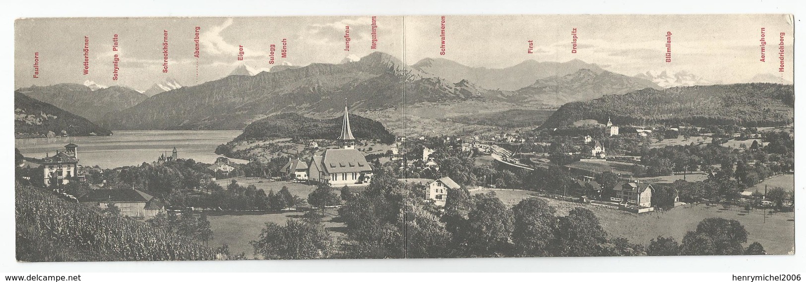 Suisse Berne Panorama Von Spiez Und Faulenseebad , Krattigen, Aeschi Carte Double - Aeschi Bei Spiez