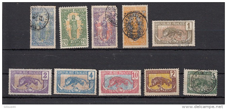 Congo Français  Lot De 10 Timbres - Gebraucht