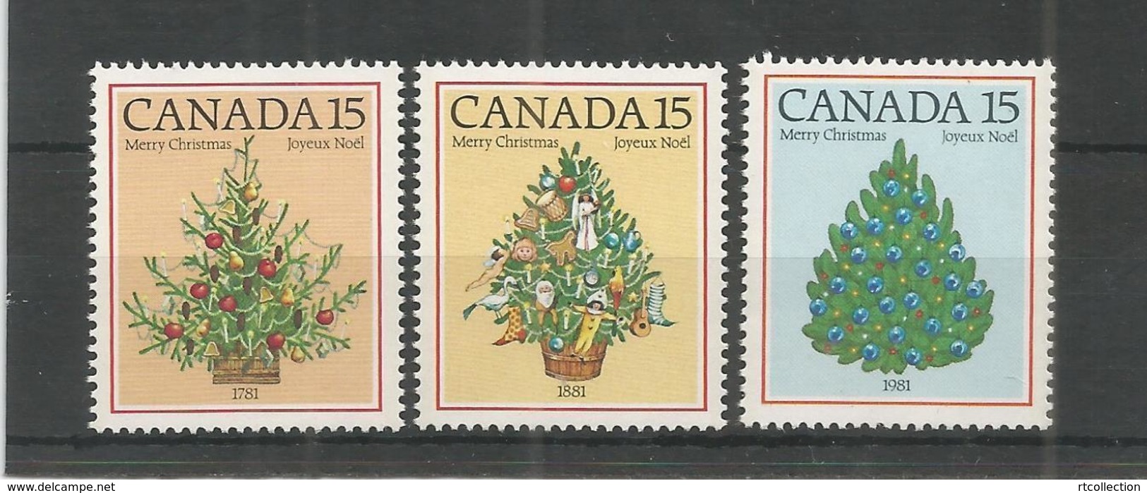 Canada 1981 200th Anniversary First Illuminated Christmas Tree Celebrations Plants Trees Holiday Stamps MNH SG#1023-1025 - Unused Stamps