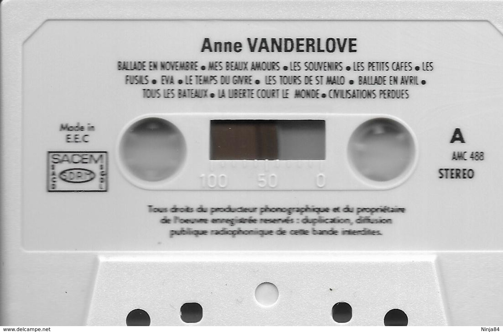 K7 AUDIO  Anne Vanderlove  "  Mes Plus Belles Ballades En Souvenir De Vous… " - Cassettes Audio