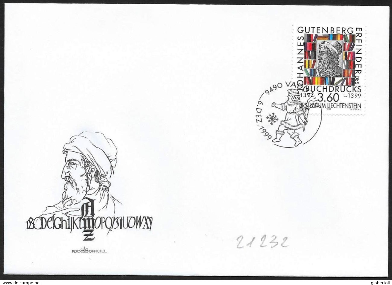 Liechtenstein: FDC, J. Gutenberg - Altri & Non Classificati