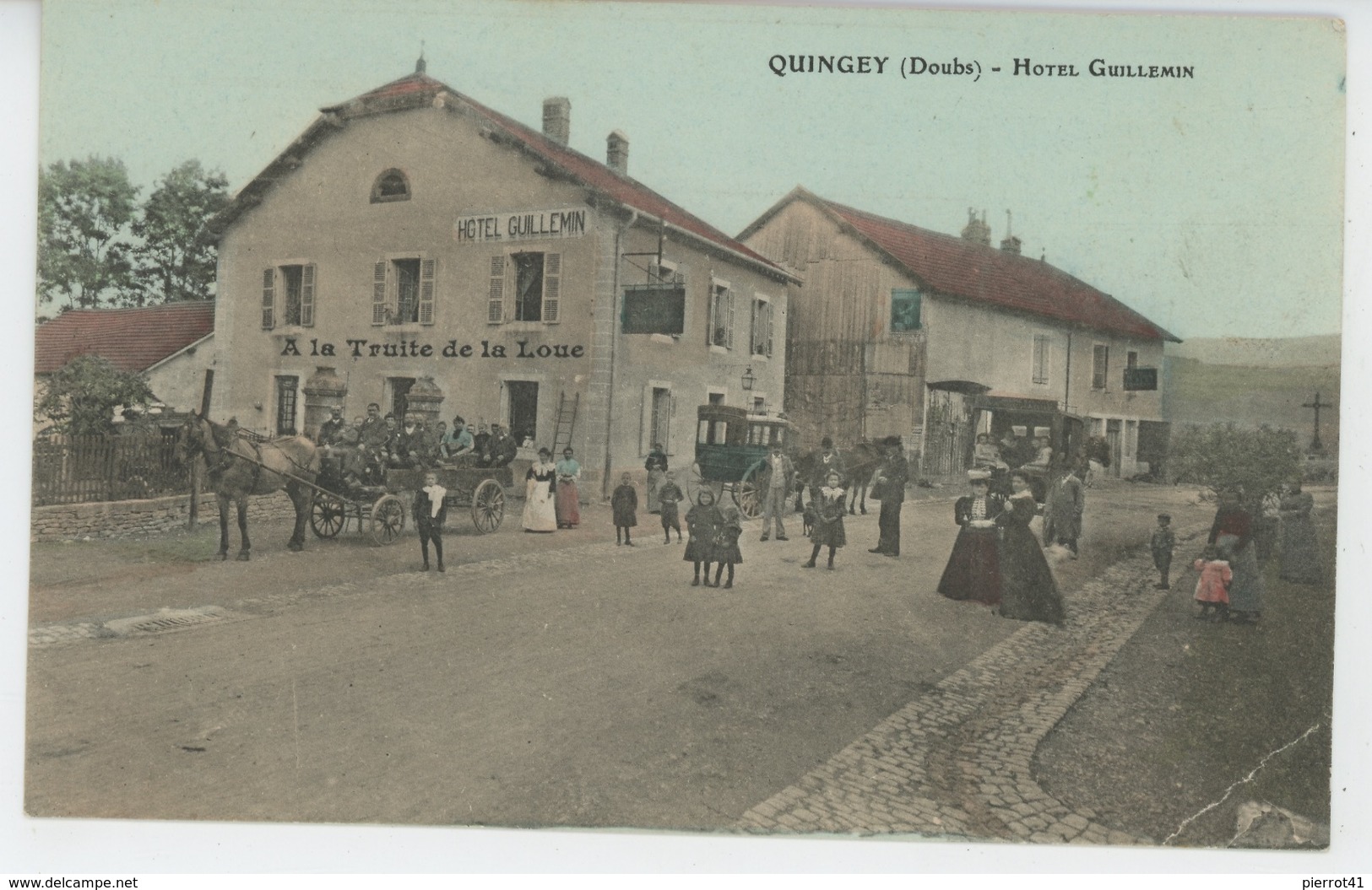 QUINGEY - HOTEL GUILLEMIN - Carte Note De L'Hôtel Avec Restaurant "A LA TRUITE DE LA LOUE " - Autres & Non Classés