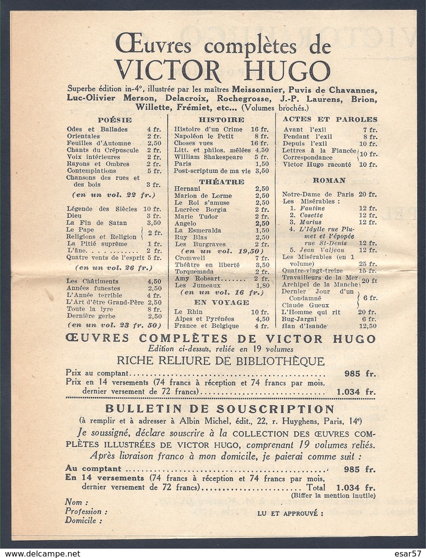 A Victor Hugo 1927 Lot Des 5 Cartes Différentes Signées Poulbot + Document - Poulbot, F.