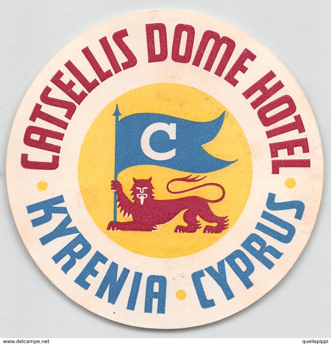 D7861 " CASTELLIS DOME HOTEL - KIRENIA -  CIPRUS " ETICHETTA ORIGINALE - ORIGINAL LABEL - Adesivi Di Alberghi