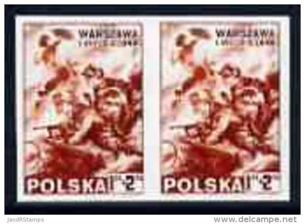 41751 (ww2) Poland 1944 Relief Fund For Warsaw Rising Imperf Pair Being A 'Hialeah' Forgery On Gummed Paper - 2. Weltkrieg