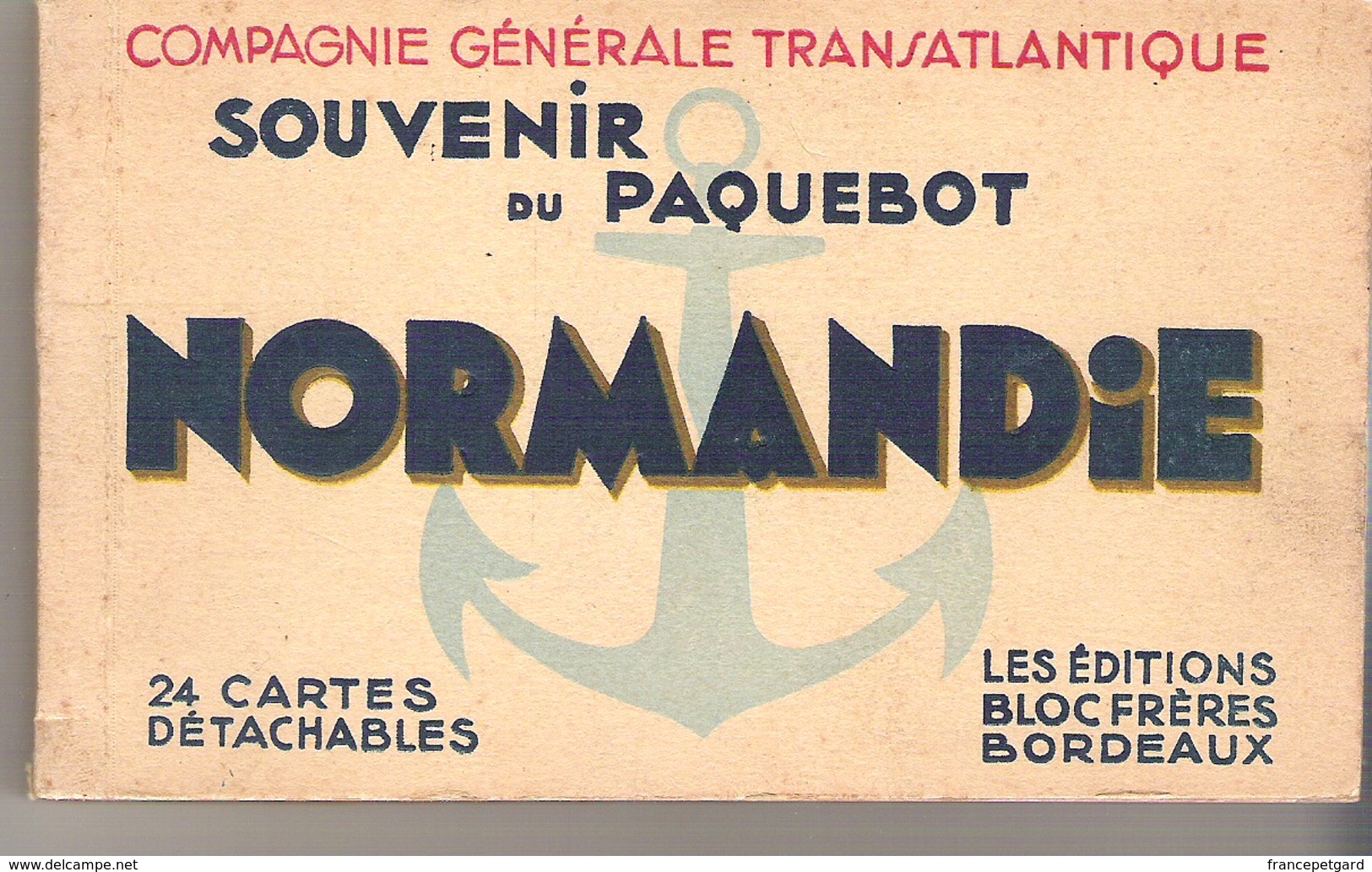 Paquebot Normandie  -  Carnet De 25 Cartes Détachables - Paquebots