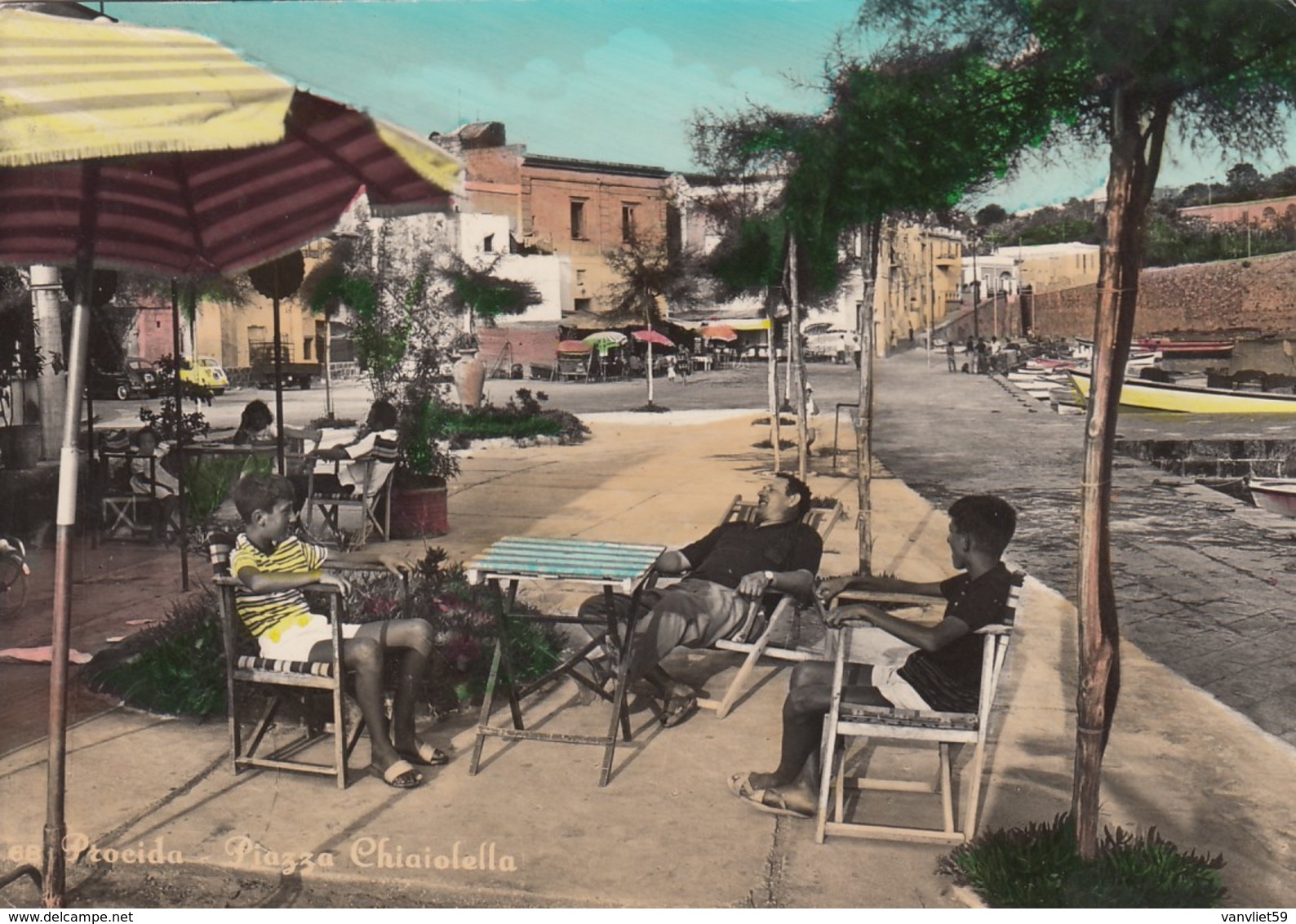 PROCIDA-NAPOLI-PIAZZA CHIAIOLELLA-ANIMATISSIMA-CARTOLINA VERA FOTOGRAFIA-VIAGGIATA IL 1-8-1972 - Napoli