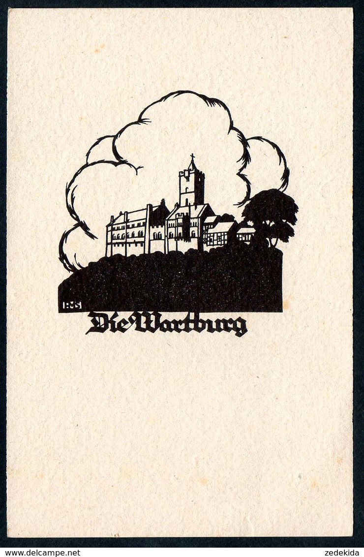 B1916 - A. M. Schwindt Scherenschnitt Glückwunschkarte - Die Wartburg - Chlodwig Rinck Darmstadt - Silhouettes