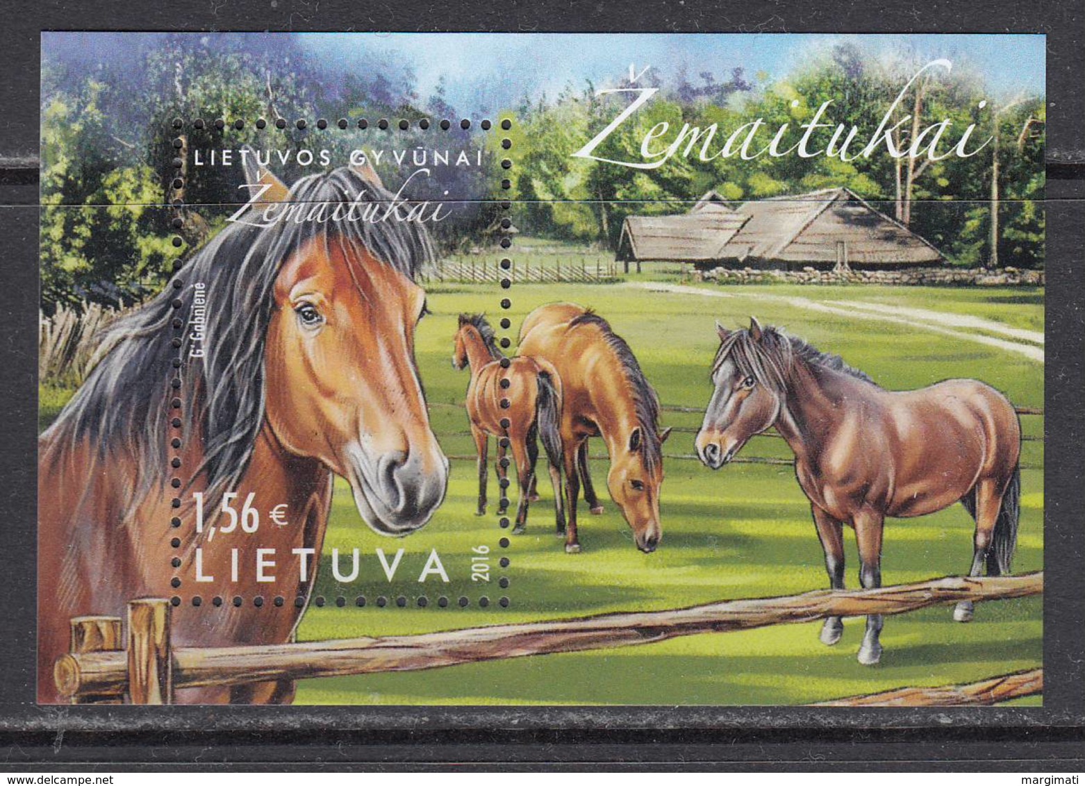 Litauen 2016. Horses Of Lithuanian Breed Zematiukai. Bl .MNH - Litauen