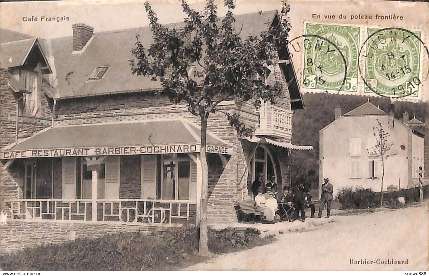 Pussemange - Café Français - En Vue Du Poteau Frontière (animée, Café, Edit. Barbier-Cochinard, Douane, 1910) - Vresse-sur-Semois
