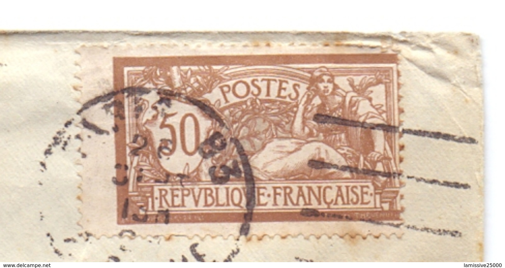 FRANCE TYPE MERSON AVEC PIQUAGE A CHEVAL SUR LETTRE PARIS 83 RUE BLEU POUR LA BELGIQUE BRUXELLE - Storia Postale