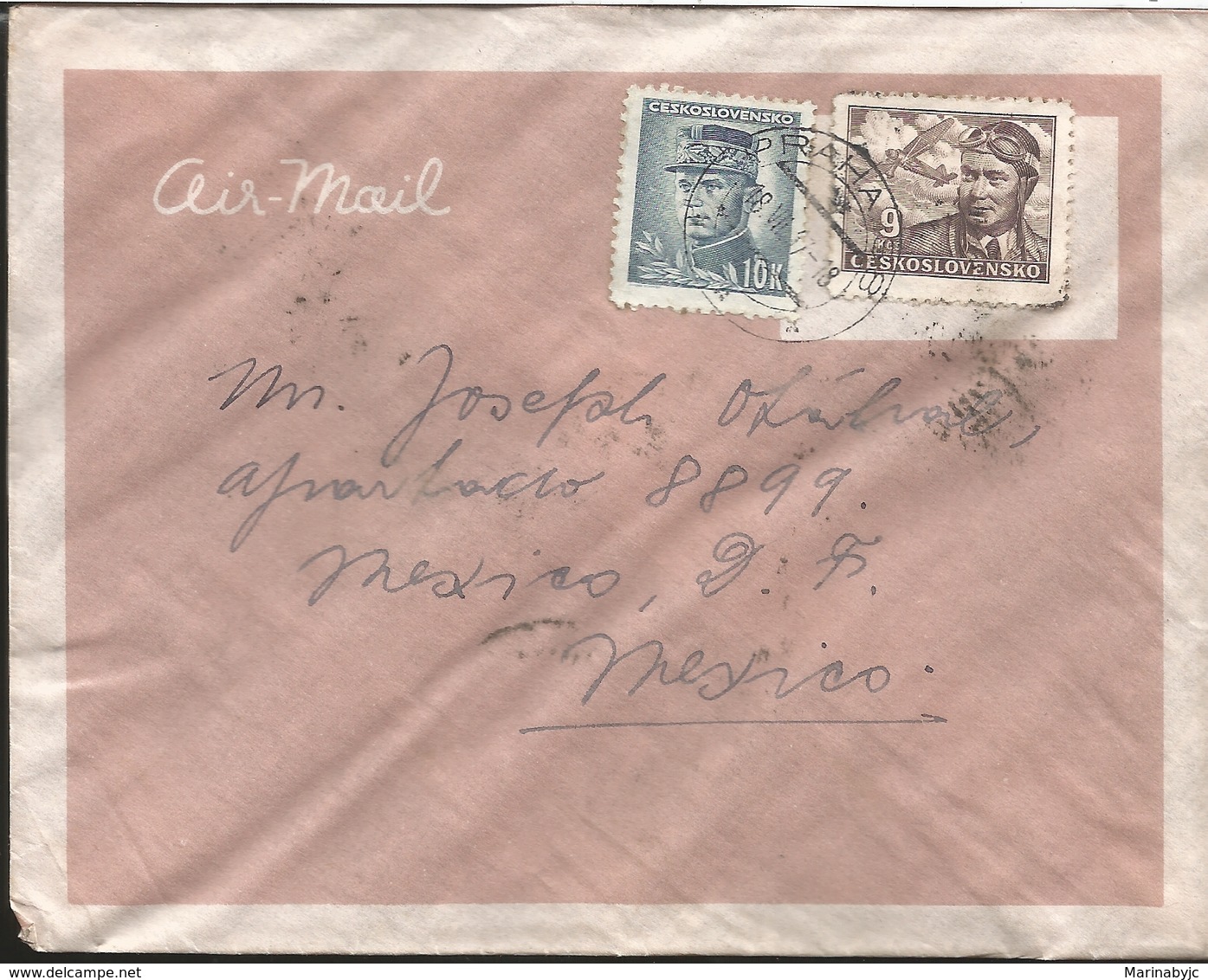 M) 1947 CZECHOSLOVAKIA, AIR MAIL, FRANCIS SMITH, APPOINTED THE KING OF THE AIR 9 KCS. - Other & Unclassified