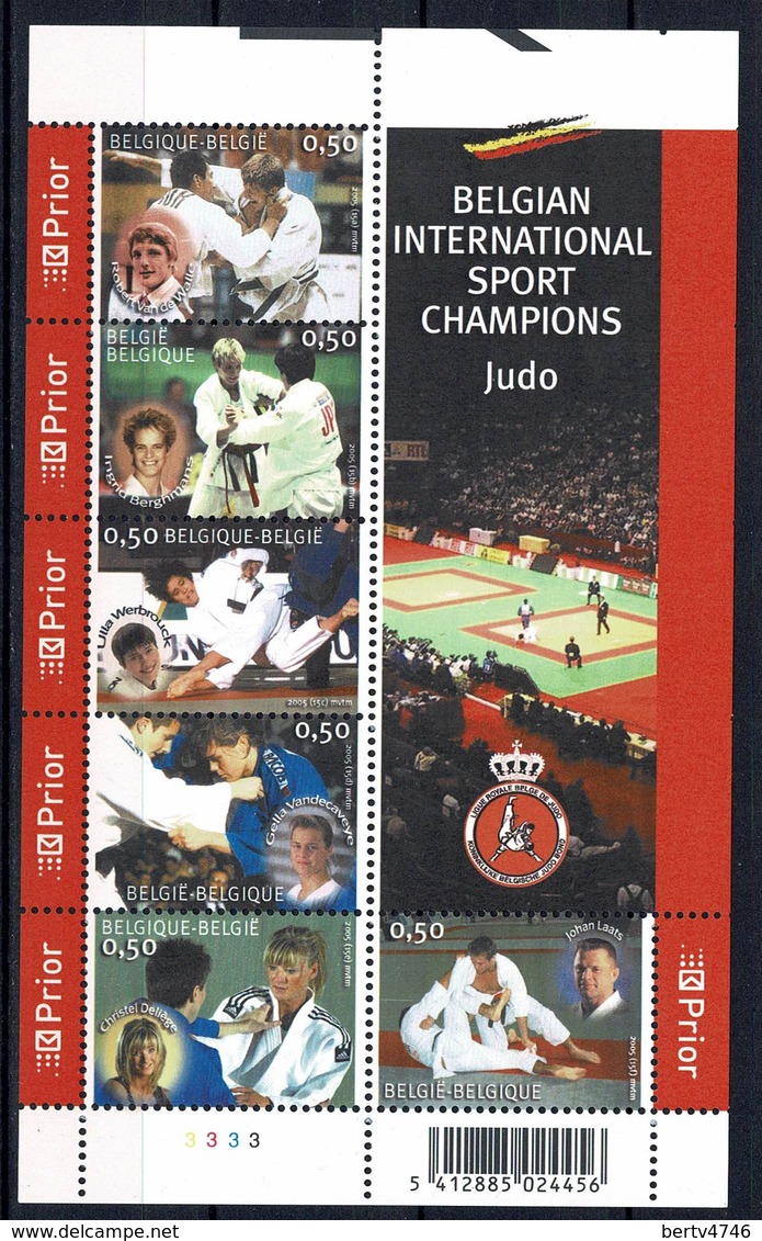 Belg. 2005  Bl 121** (3407/12) , Yv 3392/3397** Judo In België / Le Judo En Belgique - 1961-2001