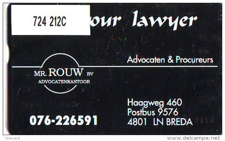 Telefoonkaart  LANDIS&amp;GYR  NEDERLAND * RCZ.724  212c * Mr. Rouw B.v. Advocatenkantoor  * TK * ONGEBRUIKT * MINT - Private