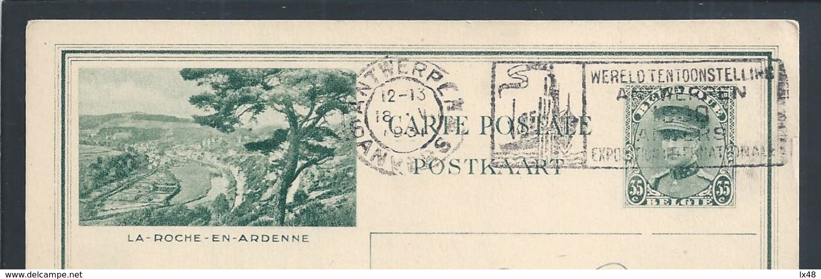Pennant Of International Fair Liege And Antwerp 1930. Postcard Stationery Of La Roche En Ardenne. King Albert I. - 1930 – Liegi (Bélgica)