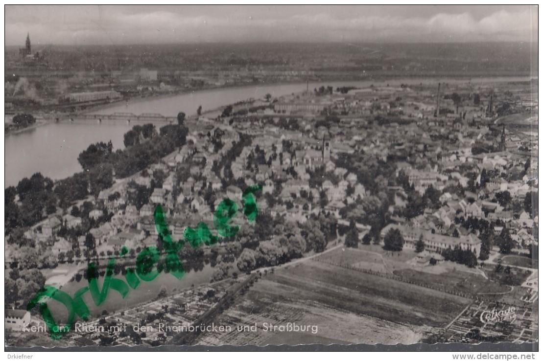 Kehl A. Rhein, Mit Den Rheinbrücken, Luftbild Um 1960 - Kehl