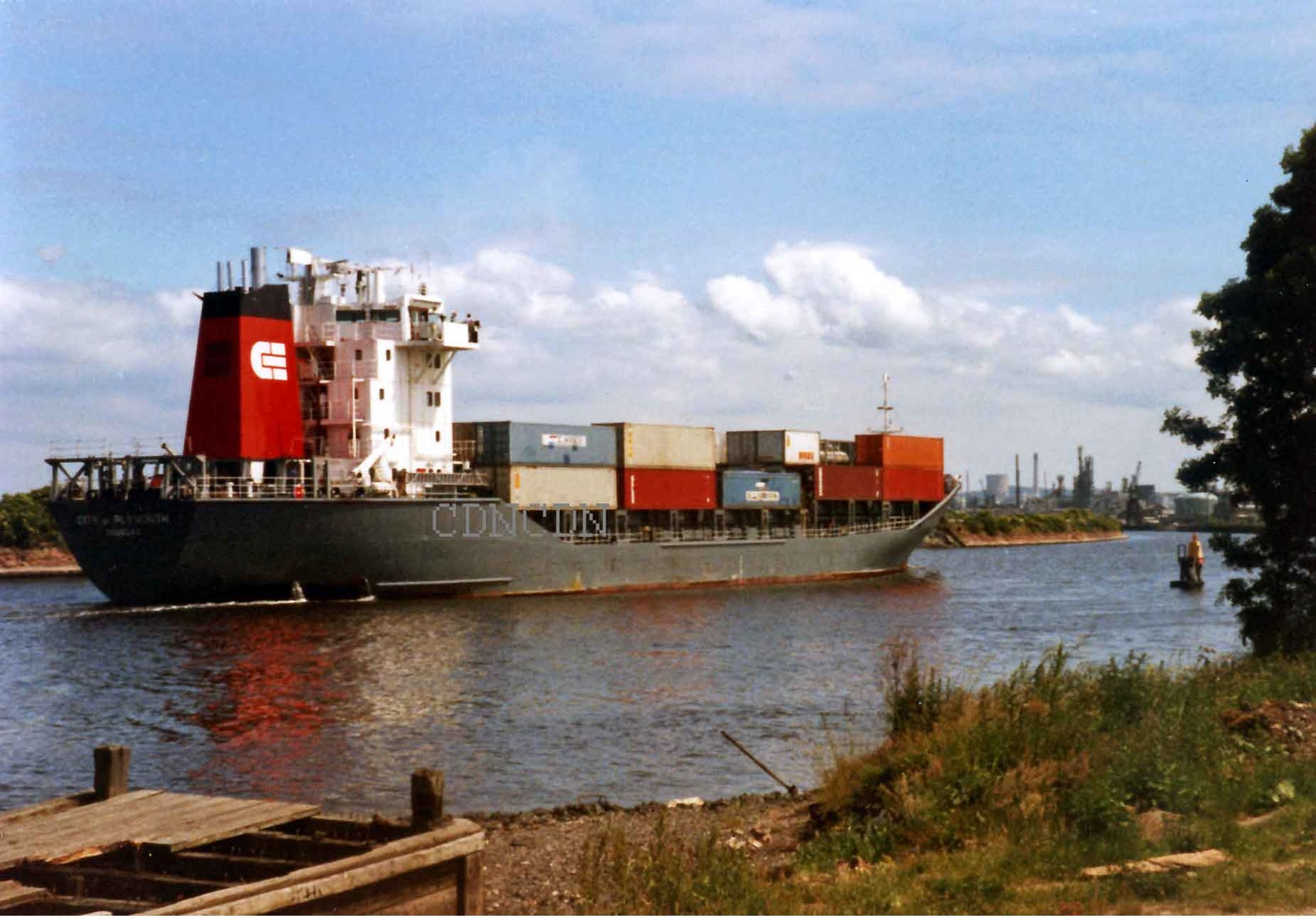 7X5 PHOTO OF  CITY OF PLYMOUTH CUNARD ELLERMAN COLOURS MANCHESTER SHIP CANAL - Other & Unclassified