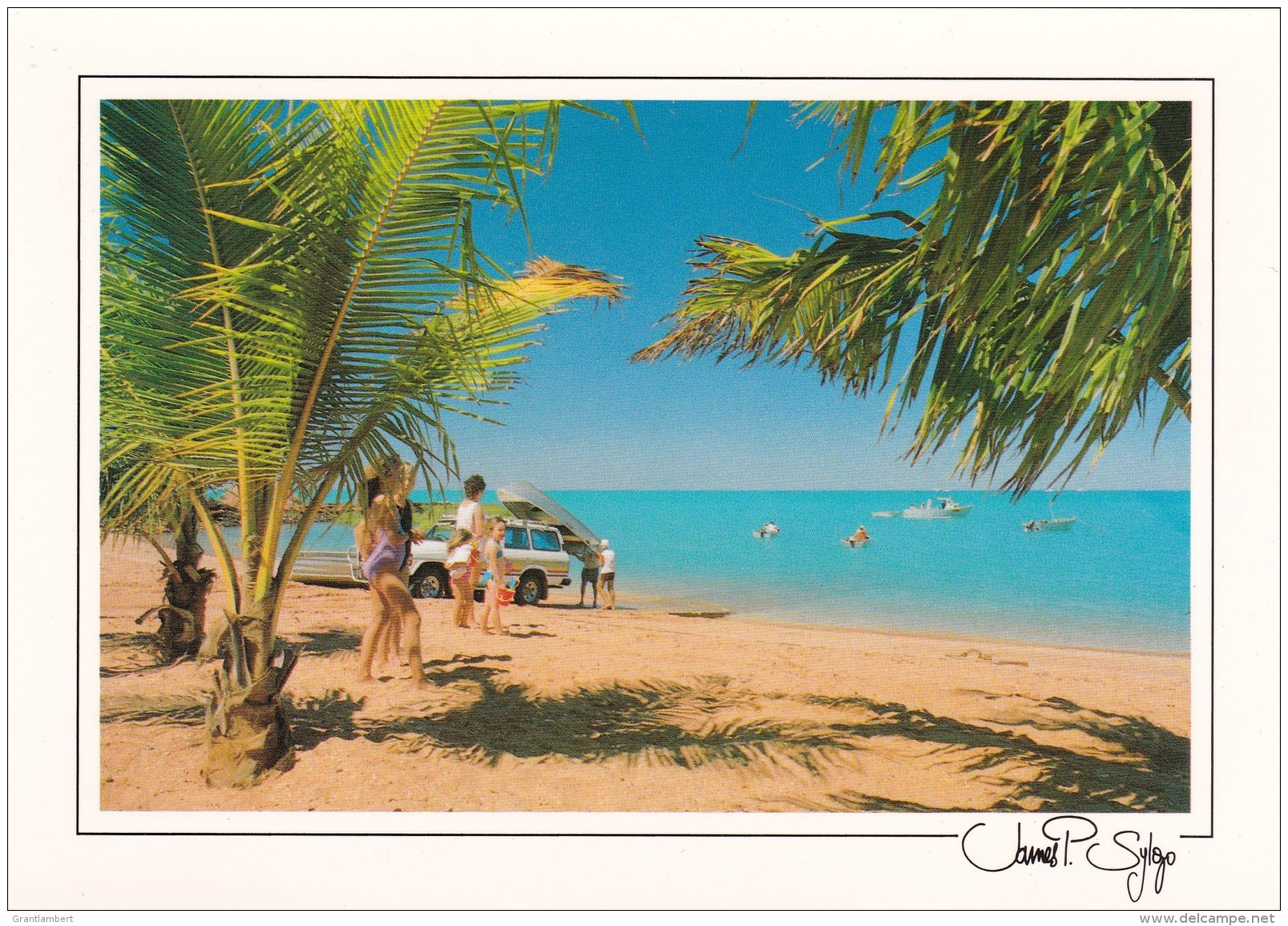Boating, Beach And Palms At Broome, Western Australia 1988 Unused - Broome