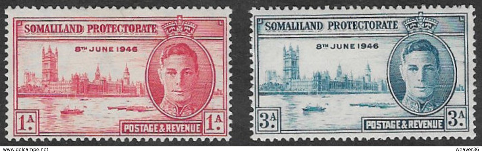 Somaliland Protectorate SG117-118 1946 Victory Set 2v Complete Mounted Mint [37/30896/2D] - Somaliland (Protectorate ...-1959)