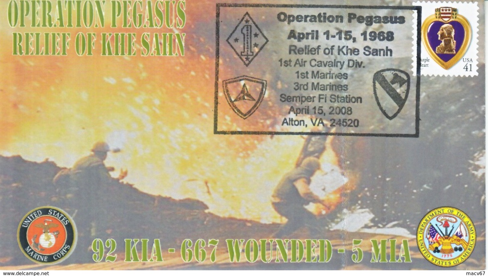 MARINES  VIETNAM  WAR  " OPERATION  PEGASUS  "  KHE  SANH - Event Covers