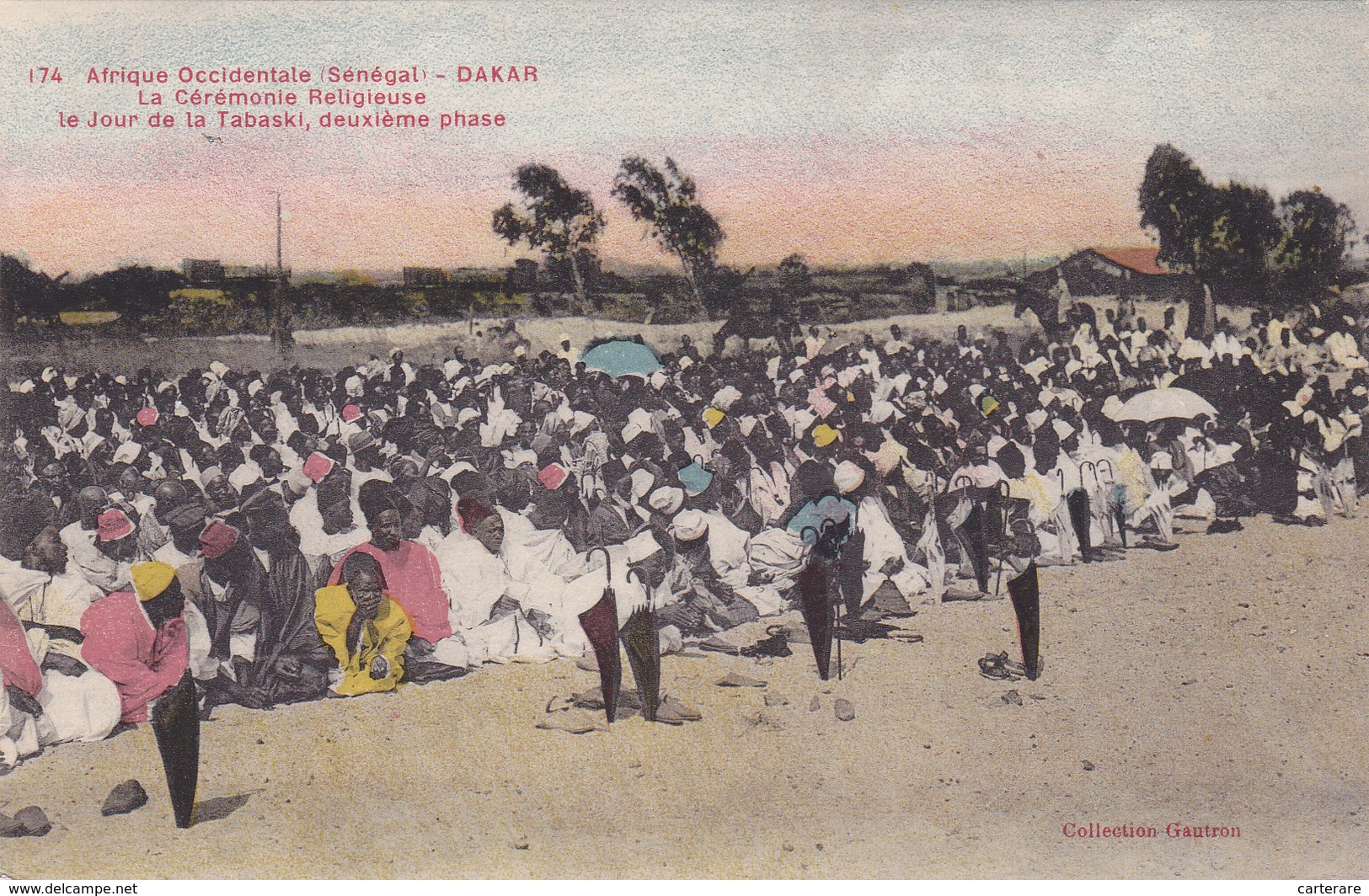 AOF,AFRIQUE,Sénégal,colonie,DAKAR,NDAKAROU,prés Mauritanie,mali,guinée,gambie,cérémonie ,prière,TABASKI,parapluie - Sénégal