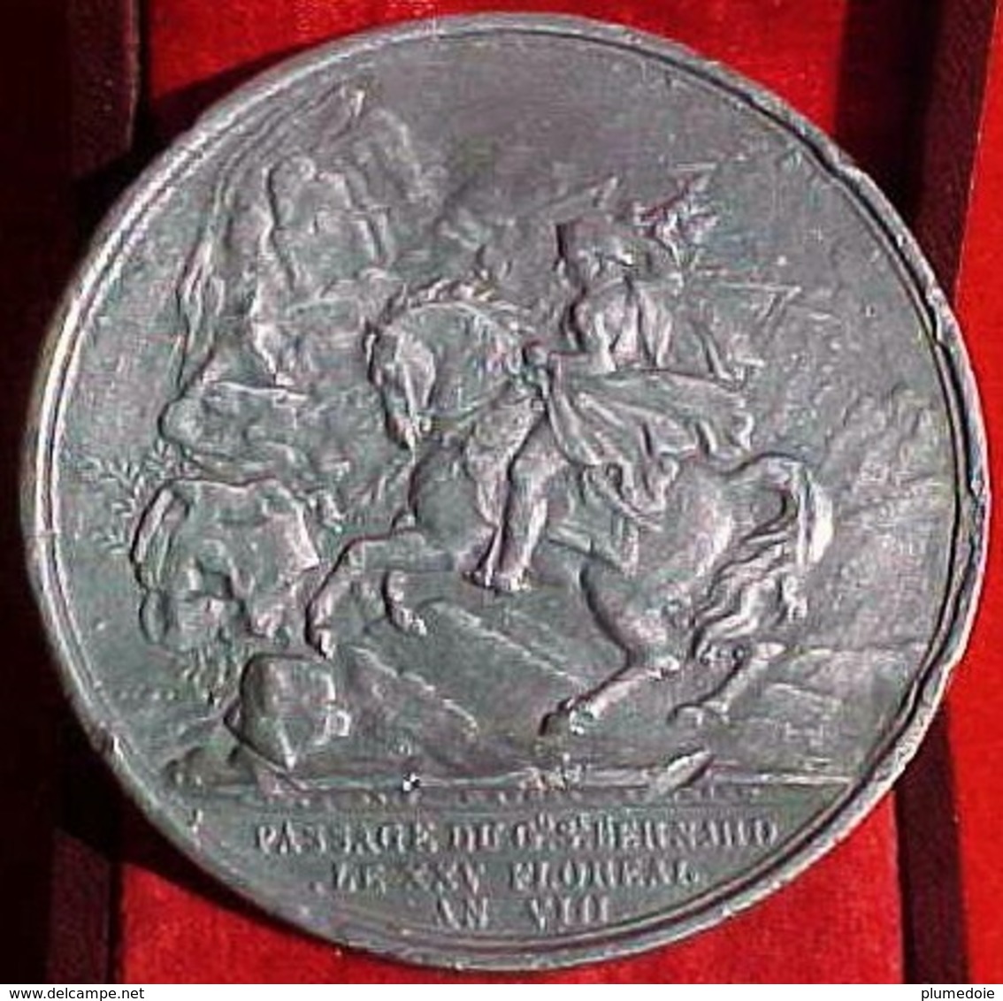 MEDAILLE NAPOLEON 1er , EPREUVE UNIFACE , PASSAGE DU GD ST BERNARD Le XXV FLOREAL AN VIII ( 1800 ) , 60 Mm  Old Medal - Monarquía / Nobleza