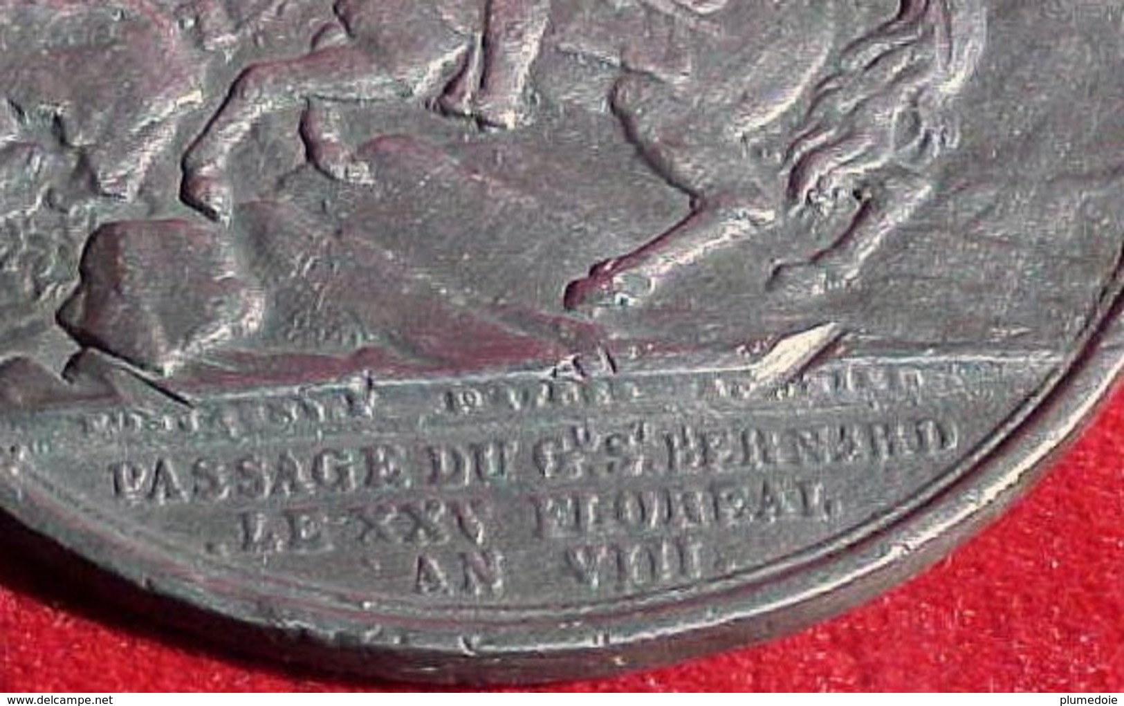 MEDAILLE NAPOLEON 1er , EPREUVE UNIFACE , PASSAGE DU GD ST BERNARD Le XXV FLOREAL AN VIII ( 1800 ) , 60 Mm  Old Medal - Royaux / De Noblesse