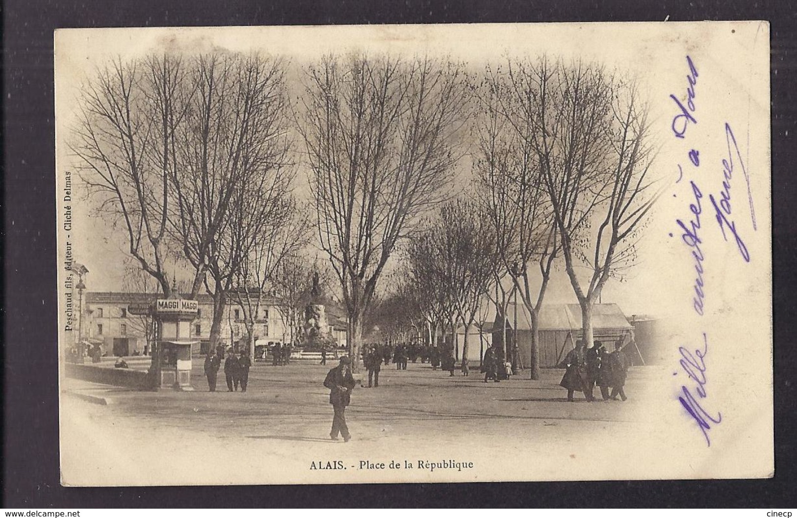 CPA 30 - ALAIS - Place De La République - Très Jolie ANIMATION CENTRE VILLE + KIOSQUE MAGGI - Alès