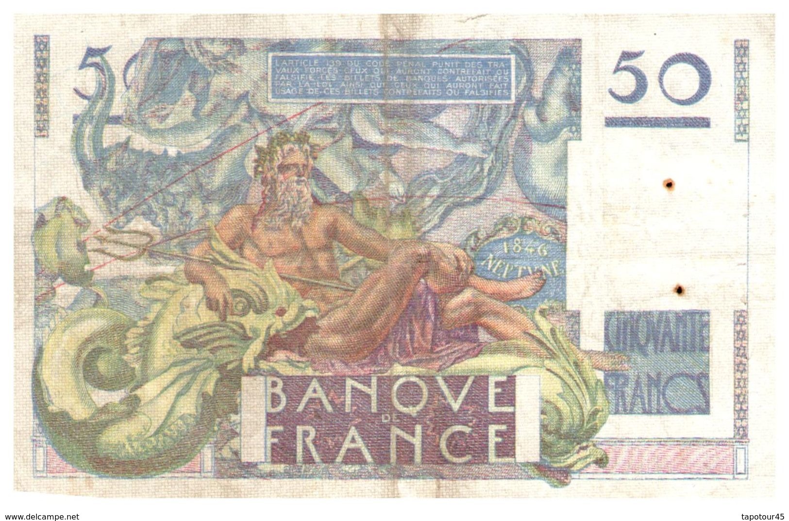 Billet > France >1946  > Valeur 50 - 50 F 1946-1951 ''Le Verrier''