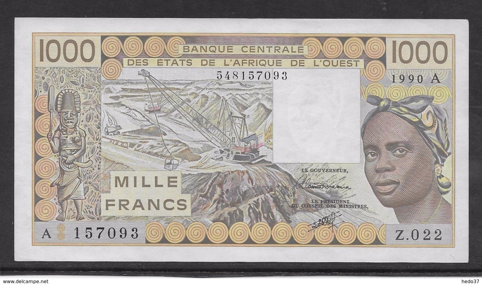 Côte D'Ivoire - 1000 Francs - 1990 -  Pick N°107Aj - Neuf - Ivoorkust