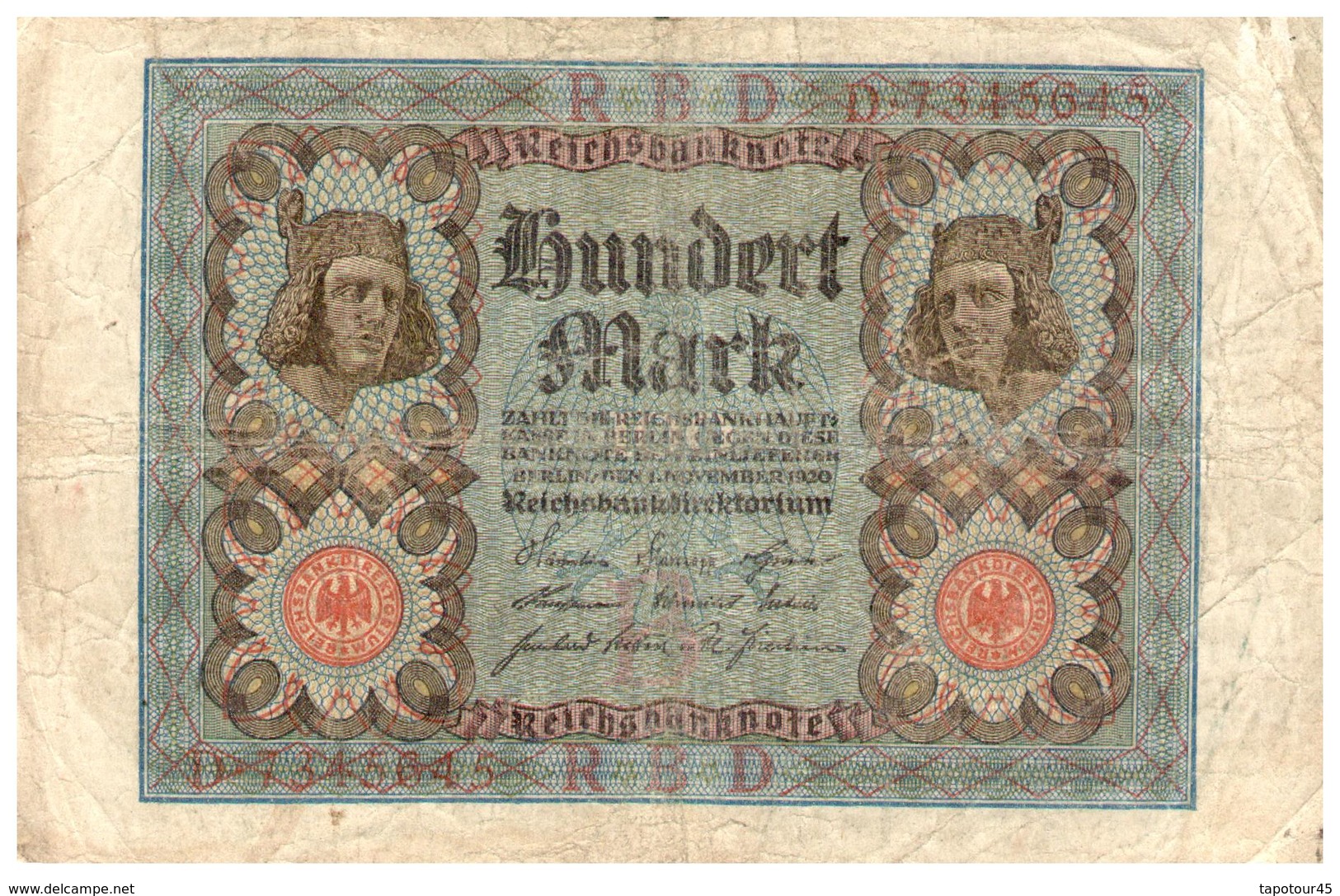 Billets > Allemagne >   100 Mark 1920 - 100 Mark