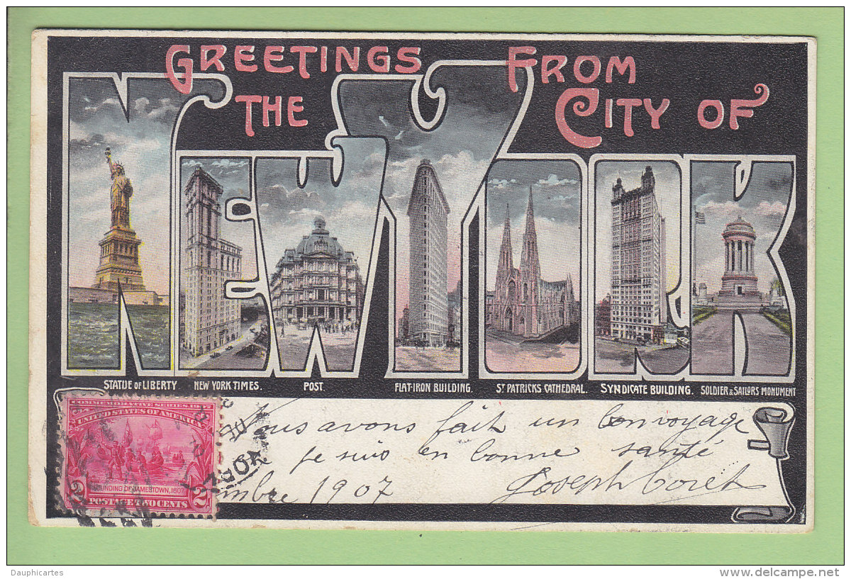 NEW YORK : Greetings From The City, 1907. 2 Scans. Edition Barchak - Autres & Non Classés