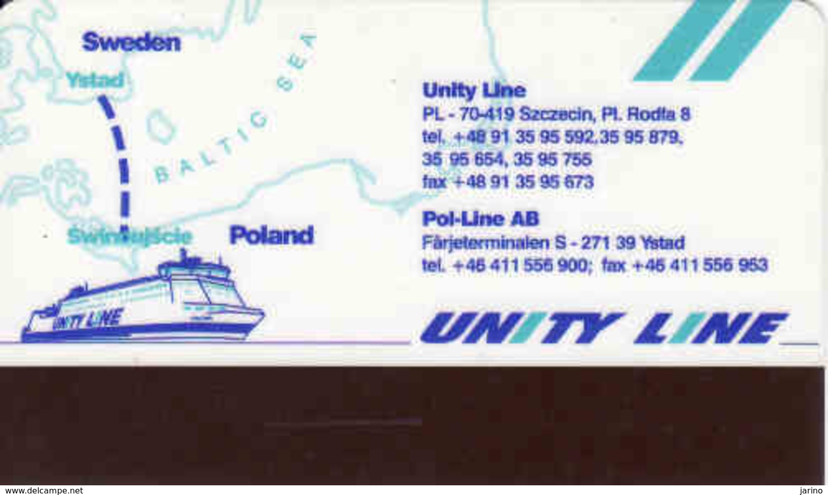 Unity Line Poland + Sweden Ship Transportation Baltic Sea,..magnetic Car, Cigarettse Prince - Moteurs