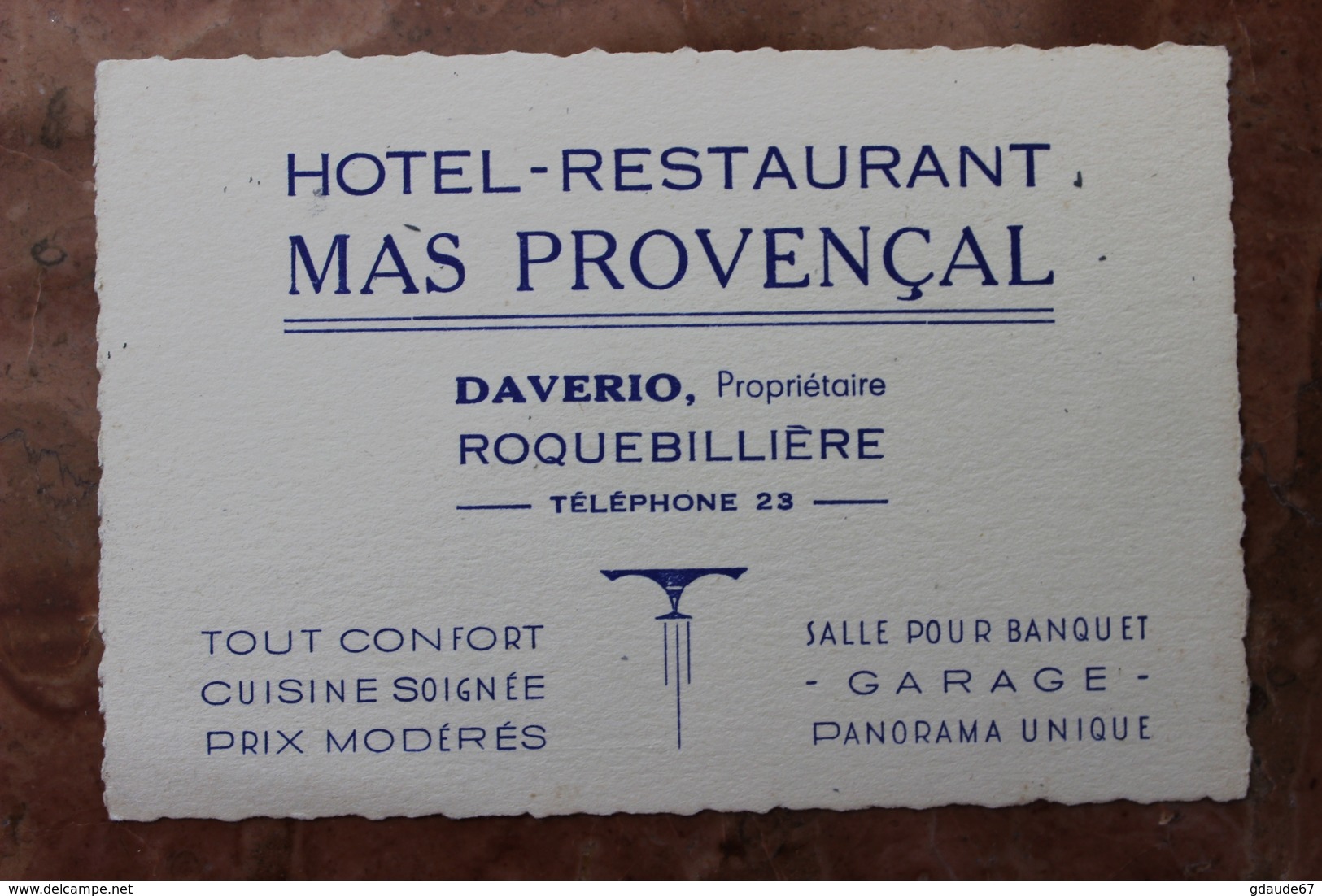 ROQUEBILLIERE (06) - CARTE DE VISITE HOTEL RESTAURANT MAS PROVENCAL - Roquebilliere