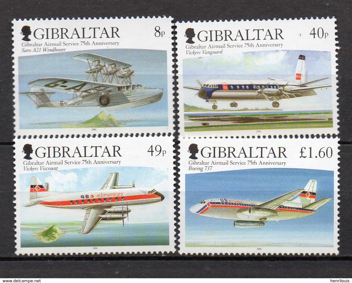 GIBRALTAR    Timbres Neufs ** De 2006  ( Ref 5386 )  Transport - Avion - Gibraltar