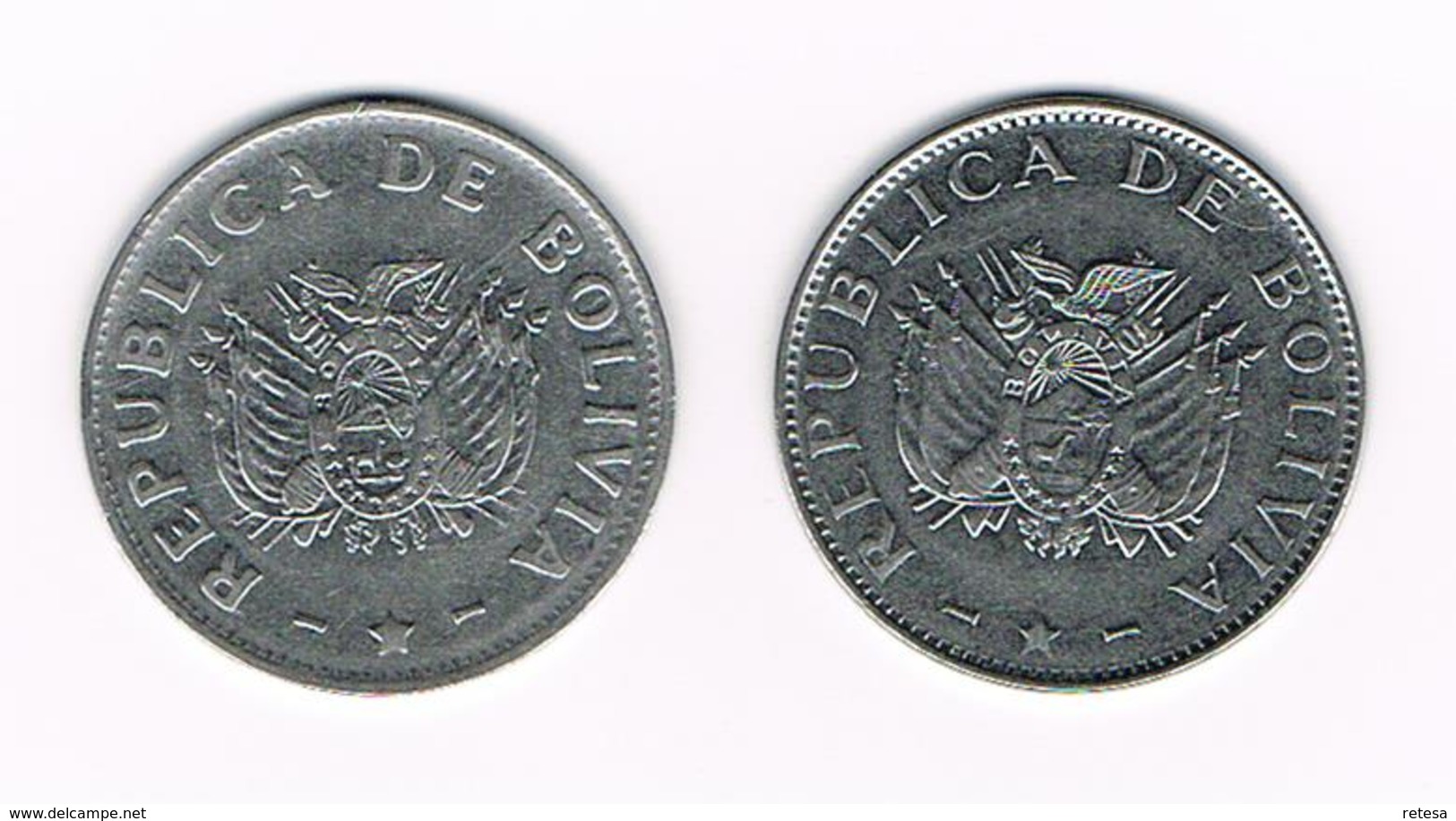 &   BOLIVIA  2 X 1 BOLIVANO  1991/97 - Bolivie