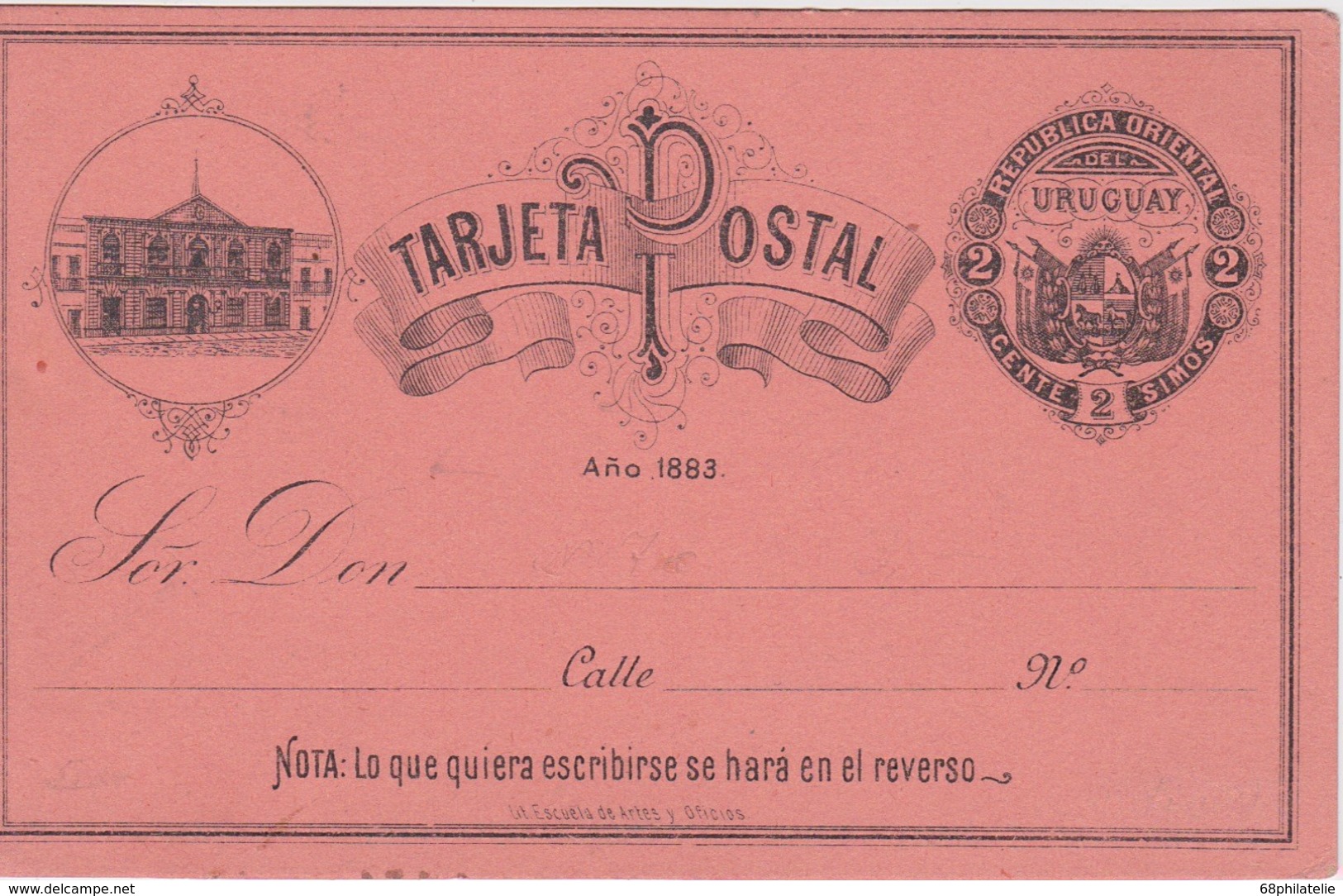 URUGUAY 1883 ENTIER POSTAL CARTE ILLUSTREE - Uruguay