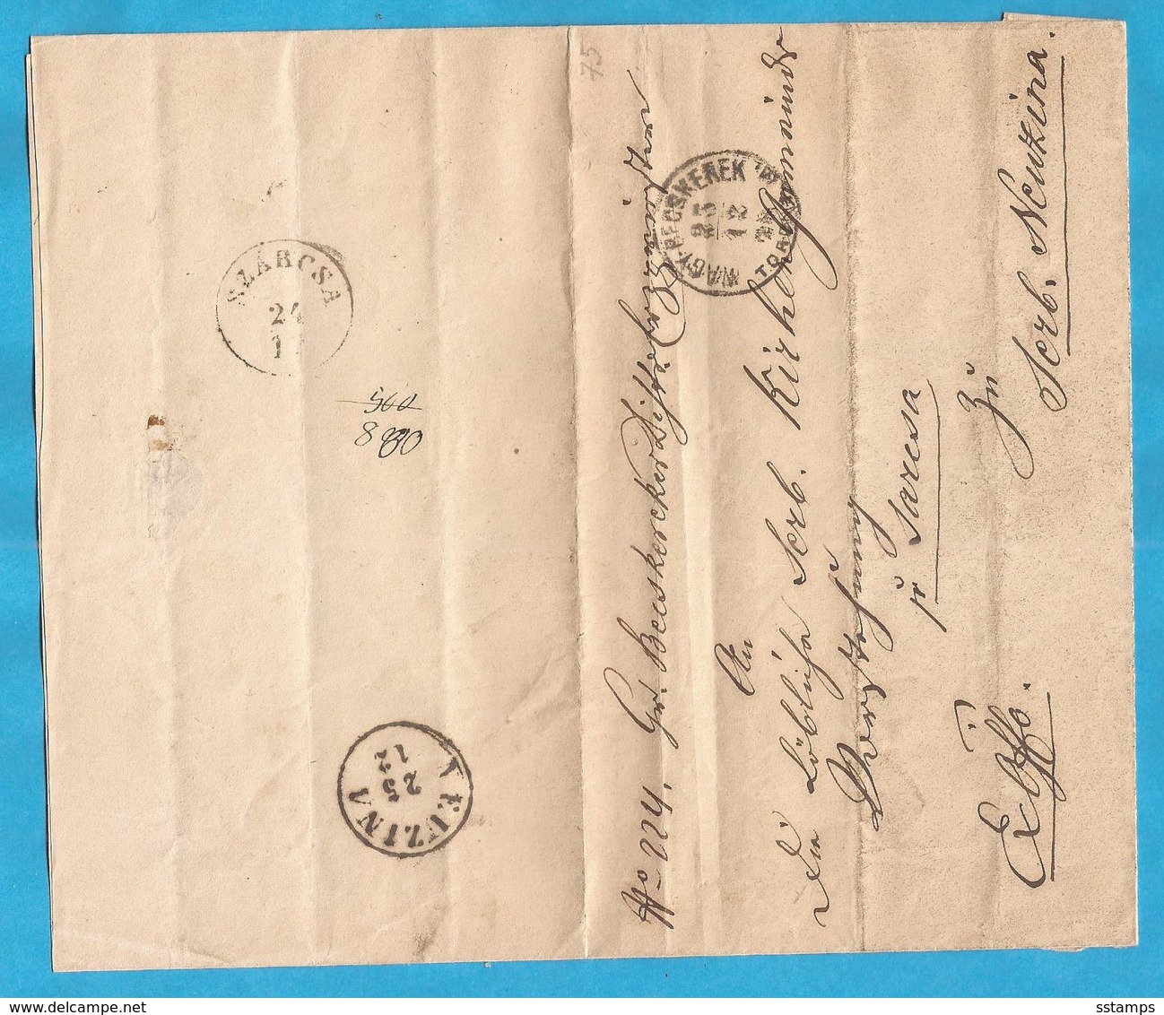 1875   AUSTRIA  JUGOSLAVIJA VOJVODINA BANAT  EX OFFO LETTER NAGY-BECSKEREK ZRENJANIN   PER  SERB. NEUZINA   INTERESSANT - Prephilately