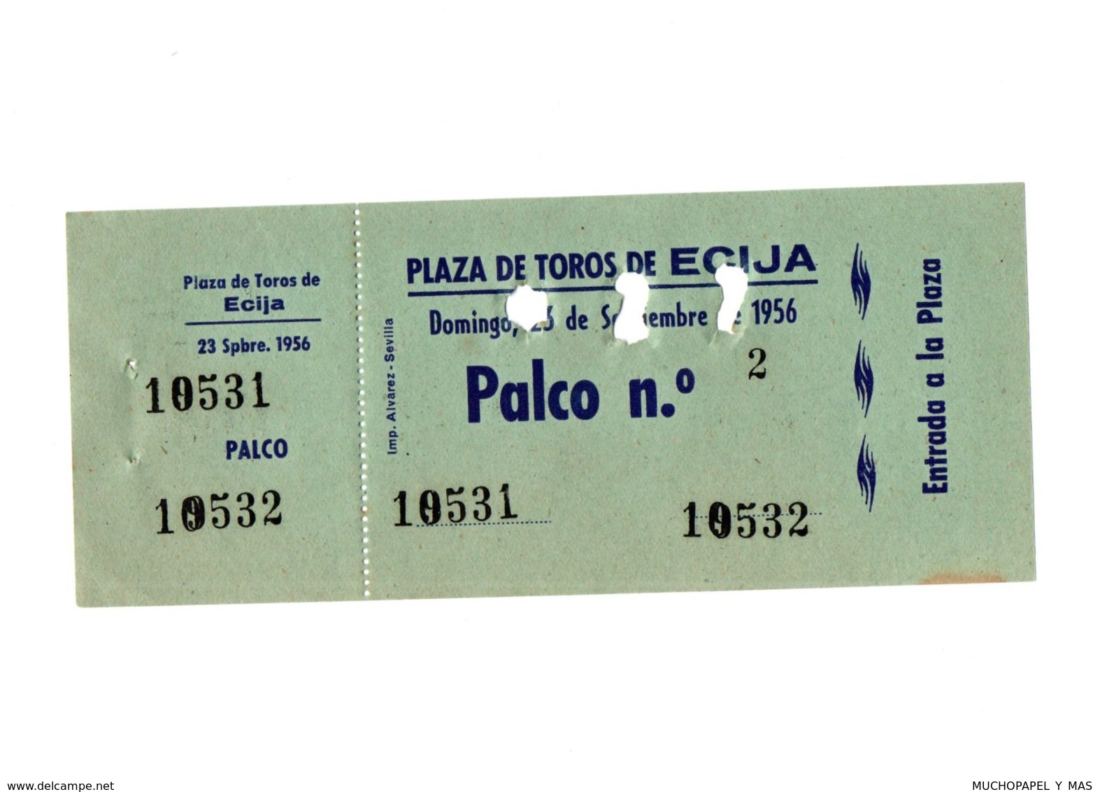 ANTIGUA ENTRADA OLD TICKET CORRIDA DE TOROS PLAZA DE ÉCIJA (SEVILLA) ESPAÑA SPAIN BULLFIGHTING TOREO TORERO AÑO 1956 VER - Tickets - Entradas