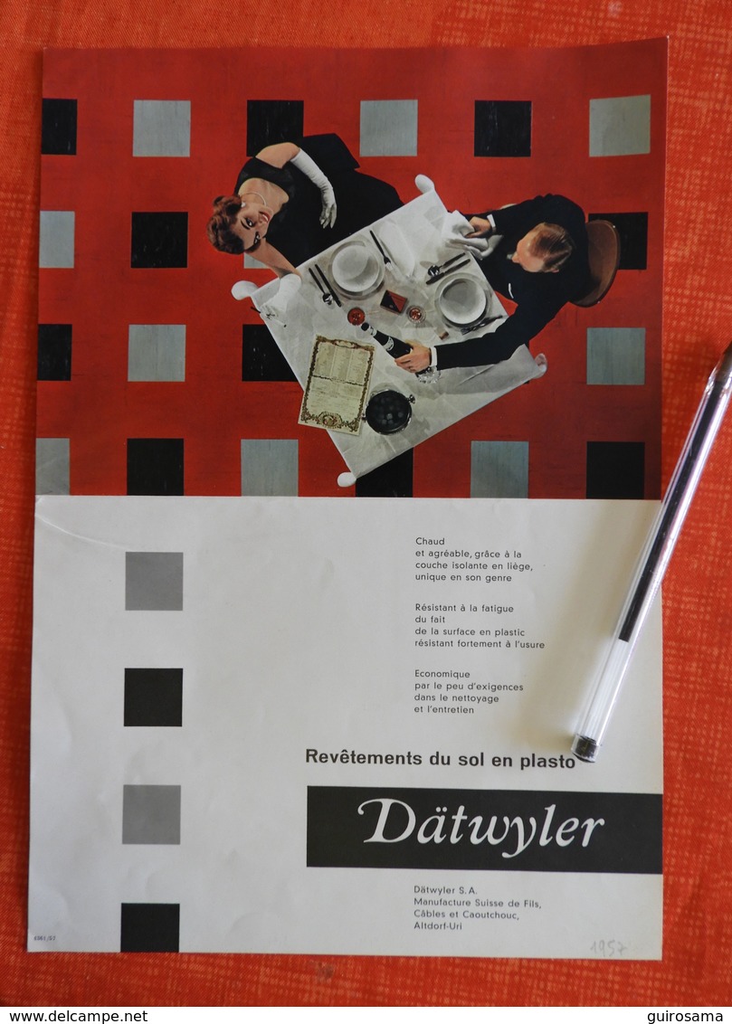 Lot De 2 Publicités Sur Les Revêtement De Sol En Plasto Dätwyler - 1957 - Schweiz