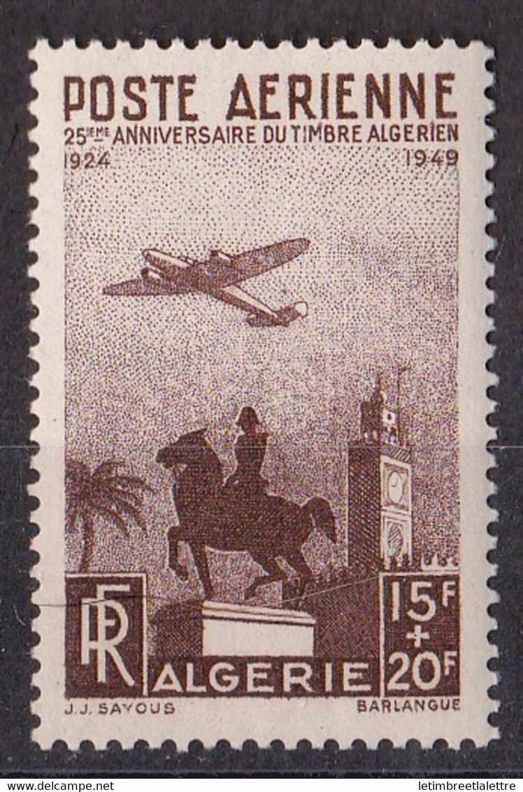 ⭐ Algérie - Poste Aérienne - YT N° 13 ** - Neuf Sans Charnière - 1949 ⭐ - Luftpost