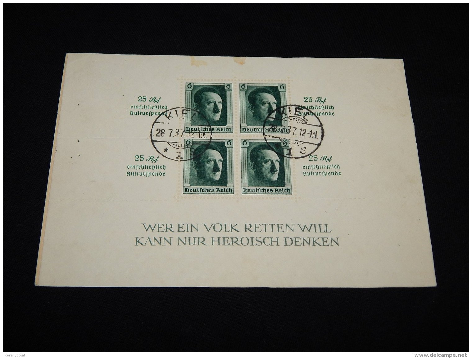 Germany 1937 Kiel Hittler Block In Card__(L-12639) - Covers & Documents