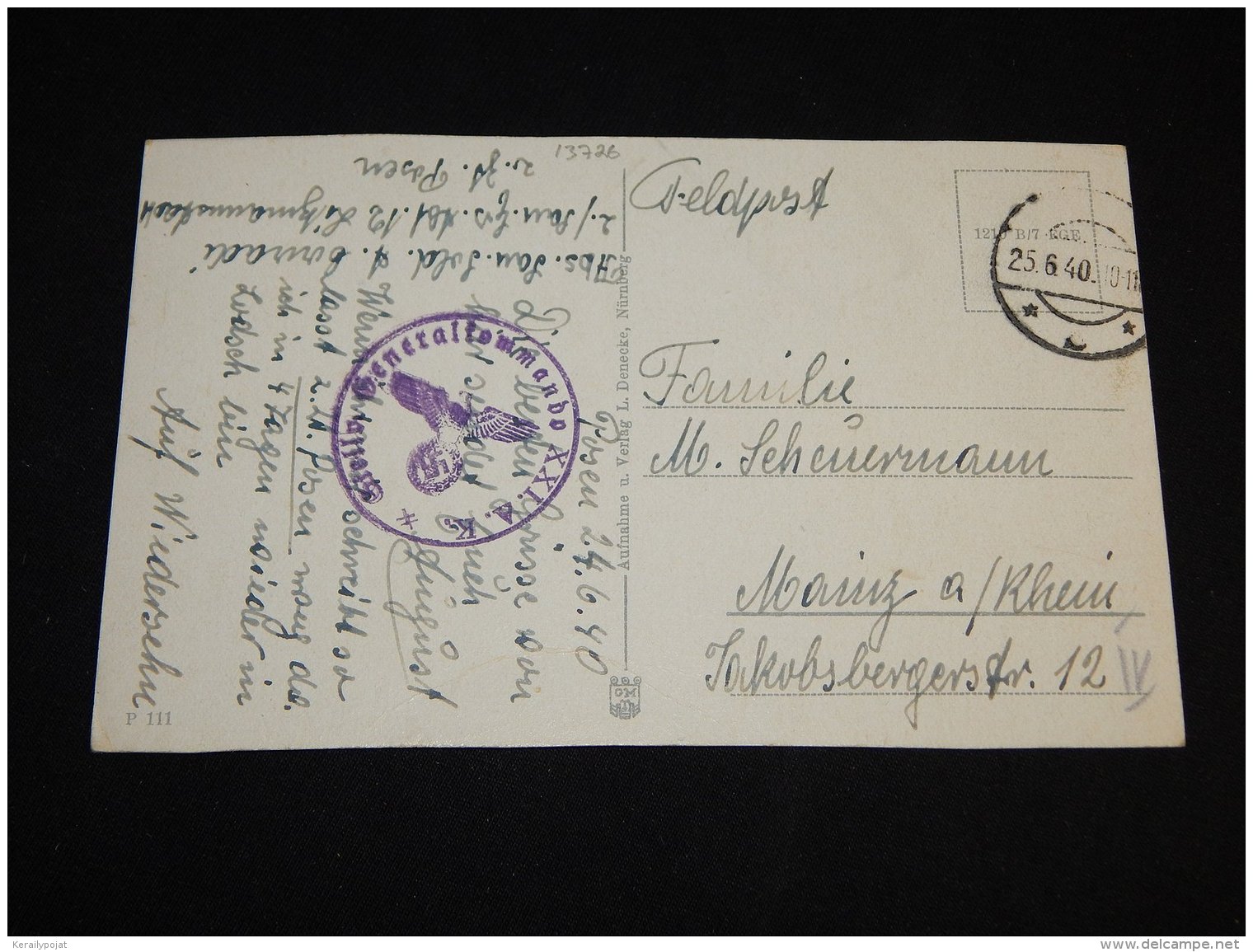 Germany 1940 Feldpost Card__(L-13726) - Briefe U. Dokumente