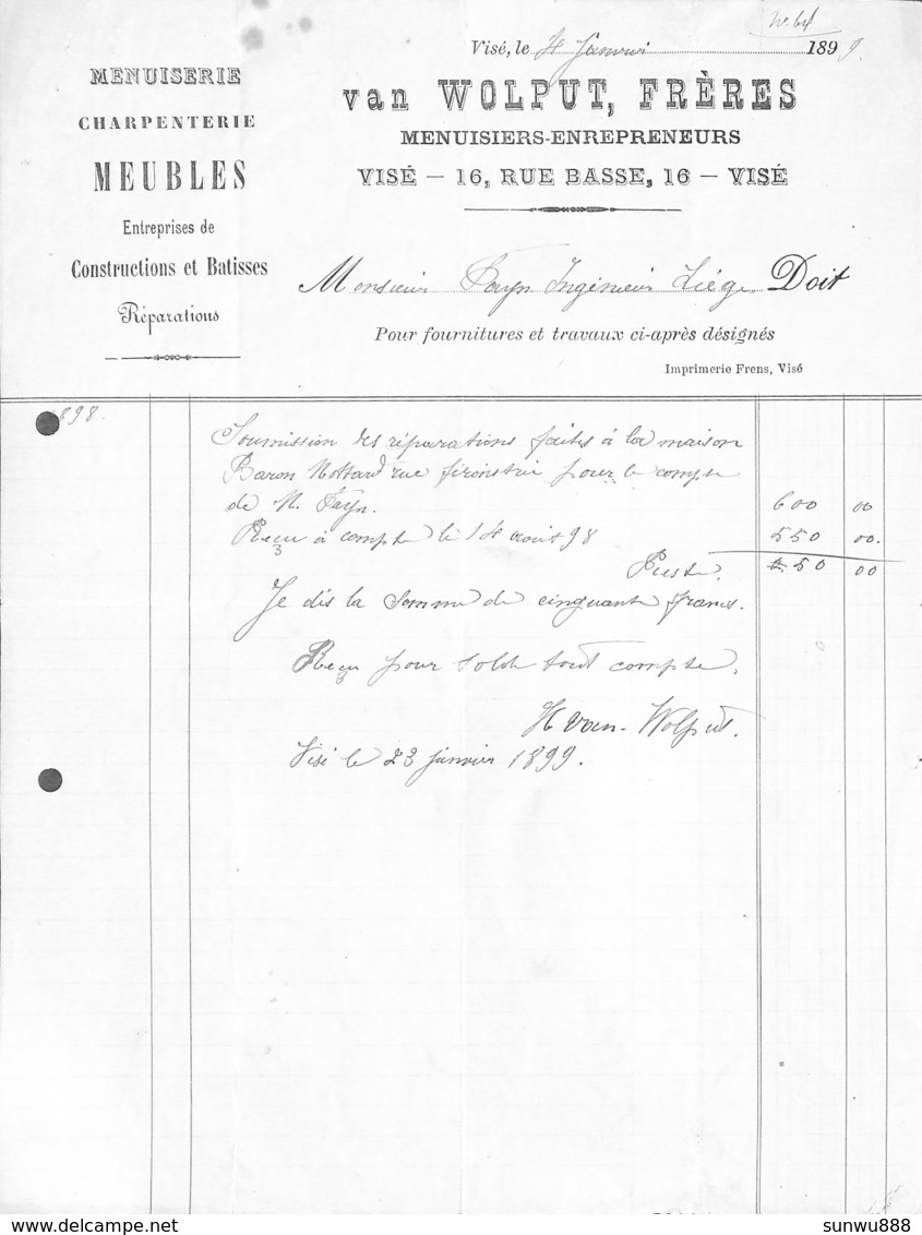 Meubles Charpentrie Menuiserie Van Wolput Frères, Visé 1899 - 1800 – 1899