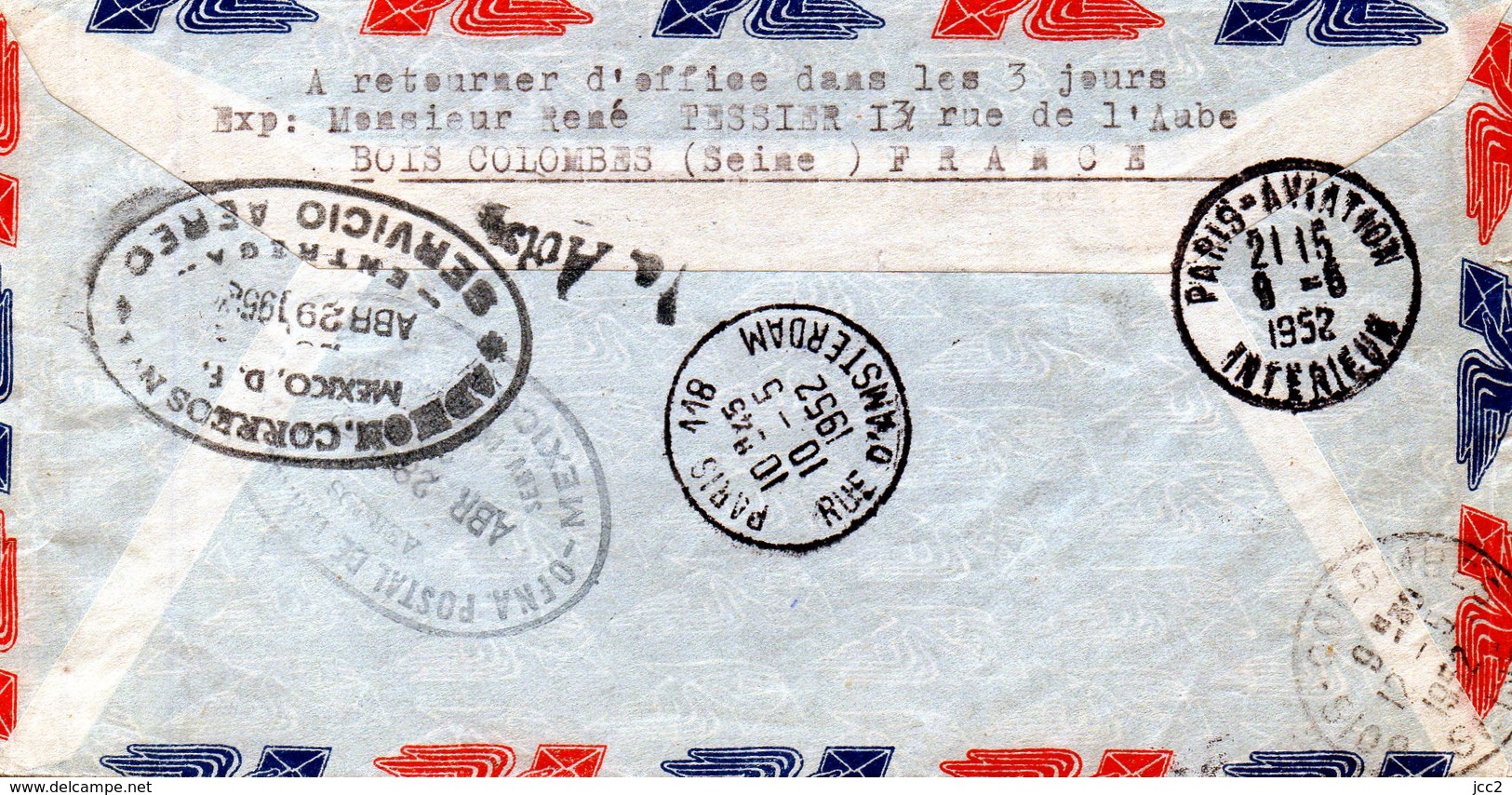 Liaison Paris-Mexico 27/04/1952 - Air France - 1960-.... Lettres & Documents