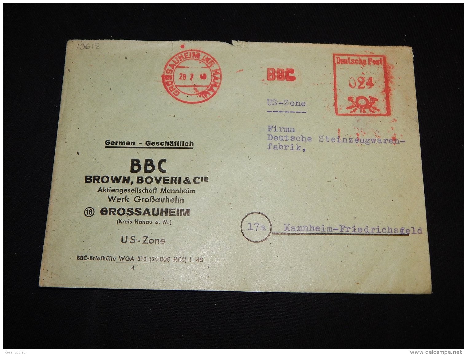 Germany 1949 Grossauheim BBC Meter Mark Cover__(L-13618) - Other & Unclassified