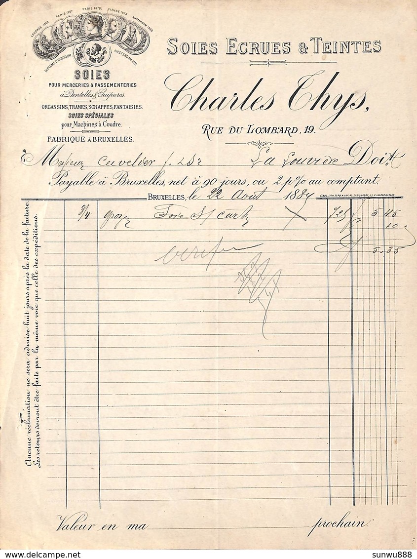 Soies Ecrues & Teintes Charles Thys, Bruxelles Rue Du Lombard 19, 1884 - 1800 – 1899