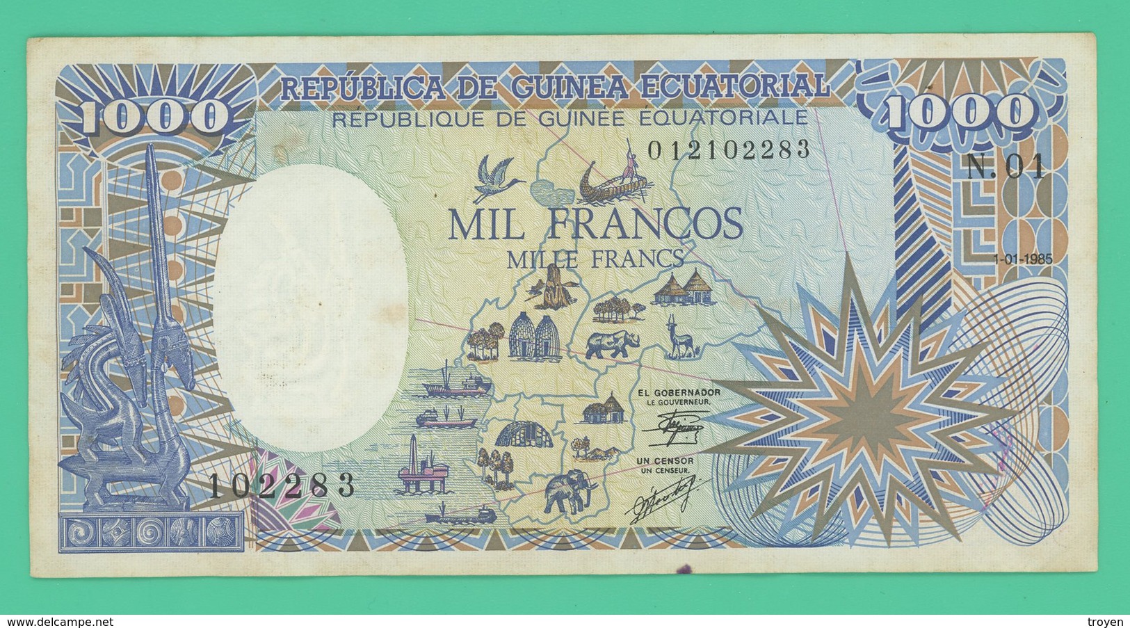 1000 Francos - Guinée Equatoriale - N°. 012102283 - 1985 - TTB - - Guinée Equatoriale